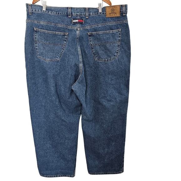 Vintage 90s Tommy Hilfiger Jeans Mens 42X30 Baggy Fit Wide Leg Denim Medium Wash - Picture 2 of 13